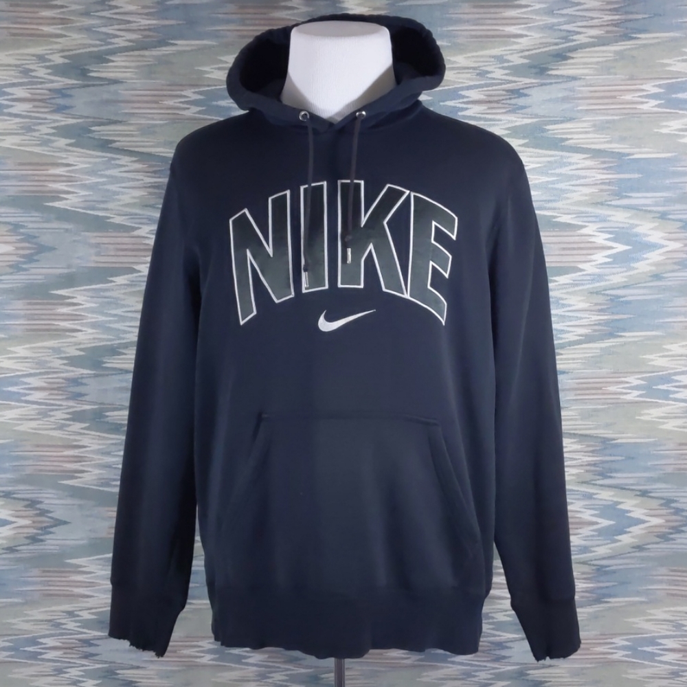 Men's Nike Destressed Long-Sleeve Hoodie Black Size XL